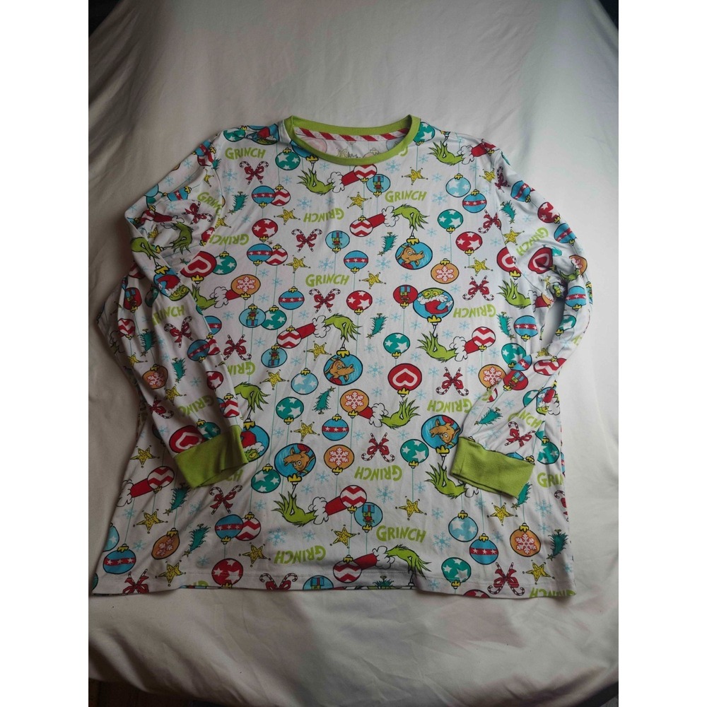 The‎ Grinch Long Sleeve Pajama Shirt Womens Size 2X White Knit Holiday Christmas